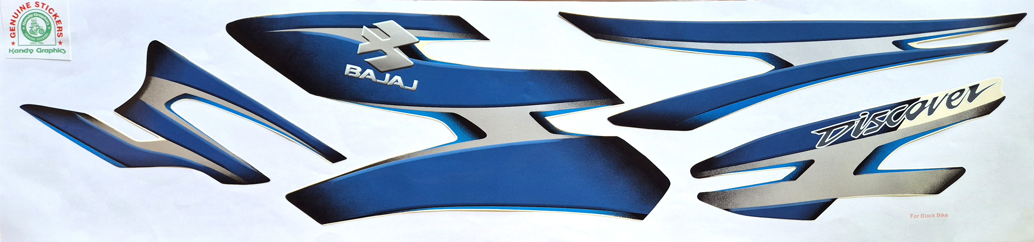 Bajaj Discover 125 UG Black Bike - Blue Sticker — DISCOVER sticker Sri Lanka